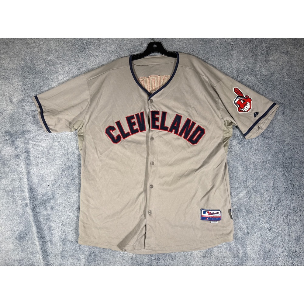 Majestic Cleveland Indians Francisco Lindor 12 Jersey Gray Cool Base Size 56